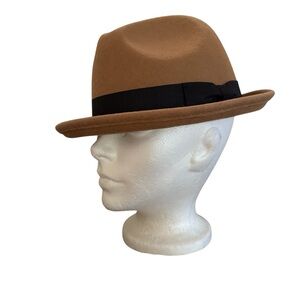Vintage Stylish Tan Brown Wool Fedora Classic Retro Dapper Unisex